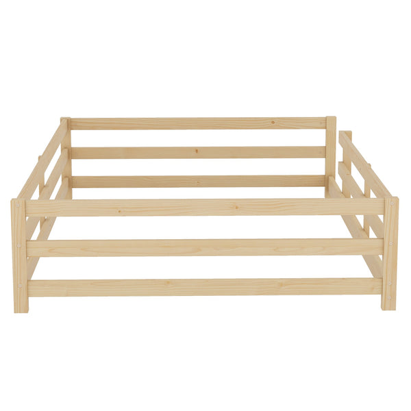 English Elm Full Full Size Montessori Floor Bed in Natural Pine for Kids — Low-Profile, Sturdy, Easy Assembly, Safe Design Oak W1820P331920