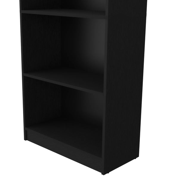 English Elm Sutton Black 4-Shelf Bookcase with Extra Open Shelf, Space-Saving Particle Board Storage Unit B128P176161