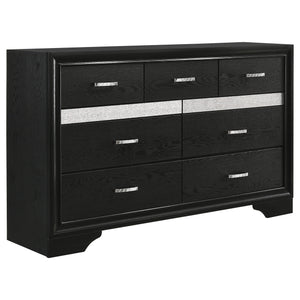 English Elm Corbin Queen Bedroom Set with Crystal Pulls Metallic Trim and Footboard Storage Drawers Black B062S00785