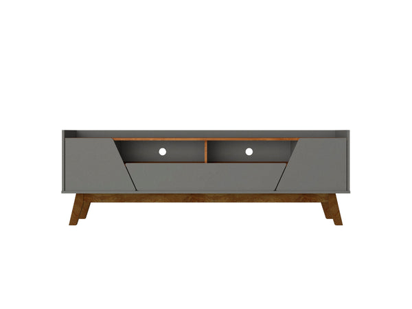 English Elm Marcus 71” TV Stand with Soft-Close Doors, Cable Management, 4 Shelves & Pine Legs for Style DARK GREY B365P397907