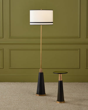 Currey & Company Gieves Floor Lamp - Elegant Bronze & Antique Brass Design With Striped Shade For Timeless Charm Gold Stone ,Cast Aluminum ,Brass 8000-0174-currey-company