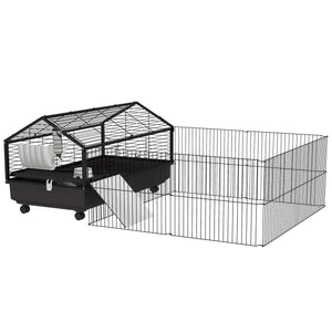 English Elm Pawhut Rolling Small Animal Enclosure with Foldable Run Zone Ramps and Feeding Accessories W2225P173731