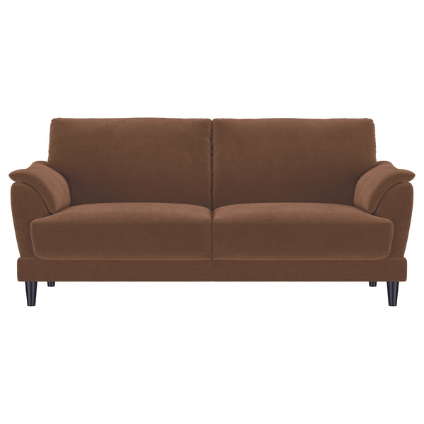 English Elm Dania Rust Woven Fabric Sofa and Loveseat Set with Tufted Crescent Arms B062S01663