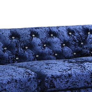 English Elm Anina Blue Velvet Sofa with Plush Foam & Fiber Fill, 100% Polyester Upholstery, Modern Accent Chair B201P299739