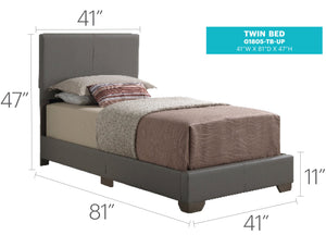 English Elm Stylishly Light Grey Twin Bed with PU Upholstery, 47”H x 41”W x 81”D Durable Casual Design, Easy Assembly B078108069