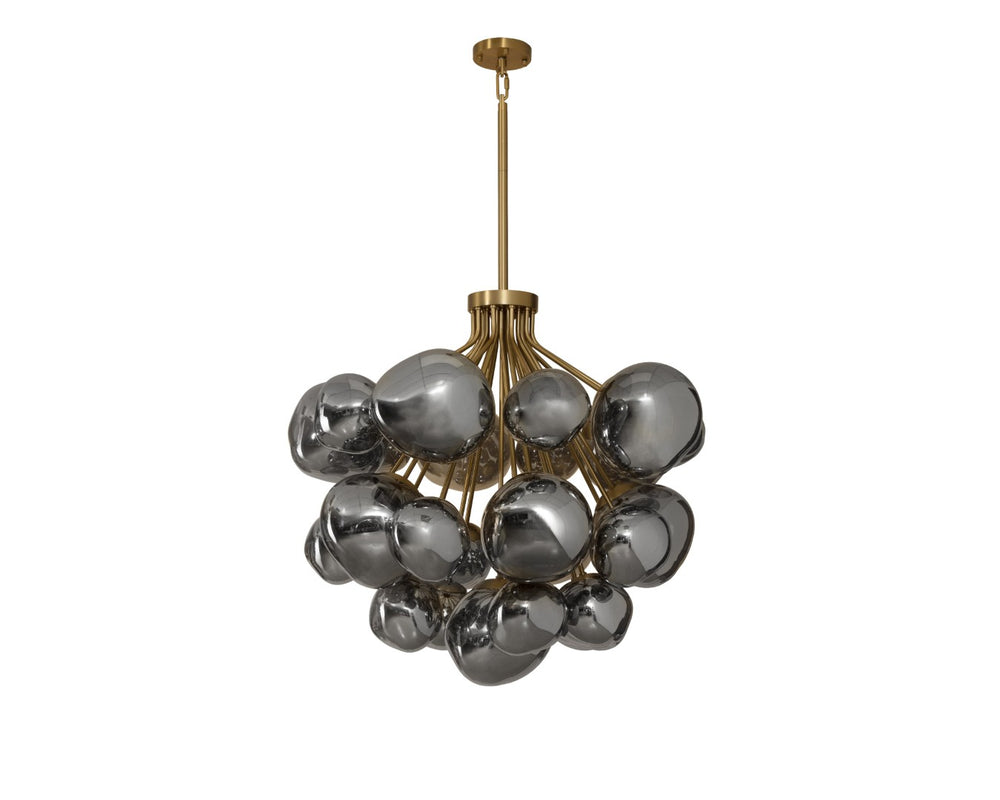 Sunpan DIONIS Chandelier - Stunning Round Artisanal Glass Design in Brushed Gold for Luxurious Spaces 112420