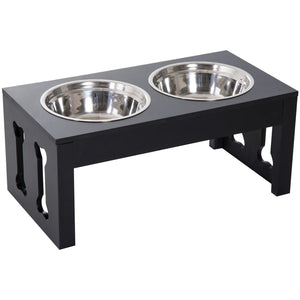 English Elm Pawhut 23" Stylish Elevated Dog Food Station With Removable Stainless Steel Bowls - Black Design W2225P217608-GIGA