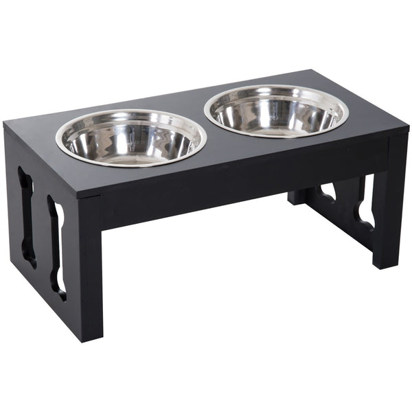 English Elm Pawhut 23" Stylish Elevated Dog Food Station With Removable Stainless Steel Bowls - Black Design W2225P217608-GIGA