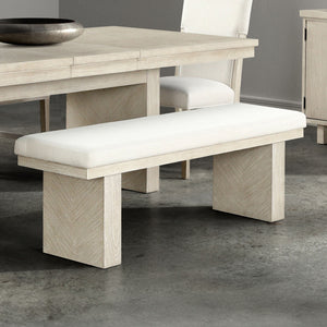 English Elm Natural 59"W Upholstery Bench Modern Farmhouse Natural Finish Rubberwood Frame Comfortable 2-3 Seat Plinth Base B011P366753