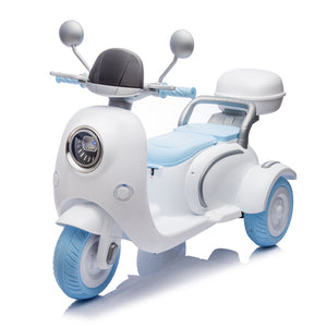 English Elm 12v Dual Motor Two Seater Kids Electric Ride on Motorcycle with Bluetooth Led and Trunk Blue W1578P268023
