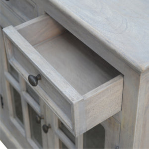 English Elm Solid Mango Wood Sideboard With Stone Acid Wash Finish - Rustic Charm & Ample Storage Solution B182P279310-GIGA