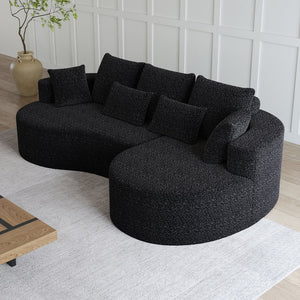 English Elm Modern Chenille Cloud Sectional Sofa Deep Curved 4 Seat Modular Living Room Couch W834S00488