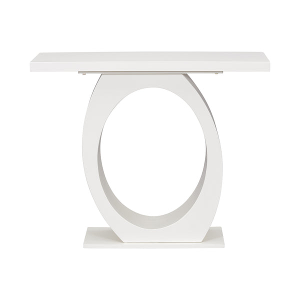 English Elm Mirod Sculptural Console Table Acacia Veneer Gloss Top Egg Base Entryway Accent Beige N760P214780W