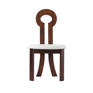 English Elm Vintage Rubber Solid Wood Dining Chair Set of 2 — Plush Berber Fleece Upholstery, Water & Stain Resistant, 280 lb Capacity Natural,White W1535P281510