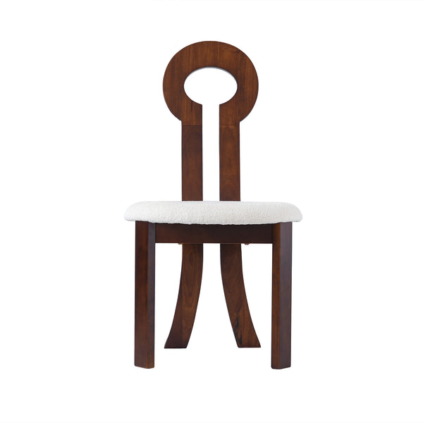 English Elm Vintage Rubber Solid Wood Dining Chair Set of 2 — Plush Berber Fleece Upholstery, Water & Stain Resistant, 280 lb Capacity Natural,White W1535P281510