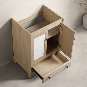 English Elm Bathroom Vanity with Oval Ceramic Sink One Drawer Soft Close Cabinet in White W3402S00005