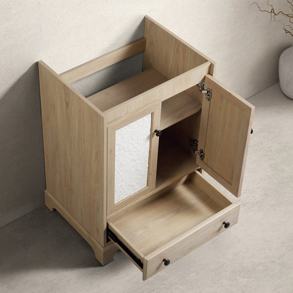English Elm Bathroom Vanity with Oval Ceramic Sink One Drawer Soft Close Cabinet in White W3402S00005