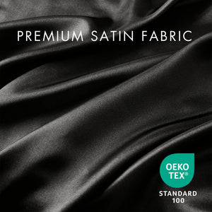 JLA Home Madison Park Essentials - Luxury Satin 6 PC Sheet Set — OEKO-TEX Certified, Wrinkle-Resistant, Silky Smooth for Beauty Sleep Black SHET20-173