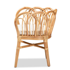 English Elm Modern Handcrafted Rattan Dining Chair with Geometric Open Back and Foam Seat Cushion B2750P470023