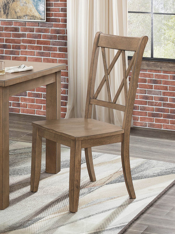 English Elm 5pc Farmhouse Dining Set Pine Veneer Table with Double X Back Chairs for Family Meals B011S01000