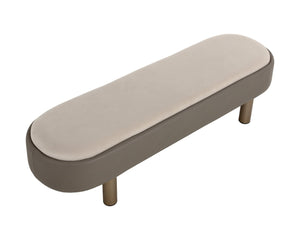 Sunpan ODELLA Bench - Modern Compact Seating in Velvety Meg Taupe & Textured Porcini Taupe Finish 112300