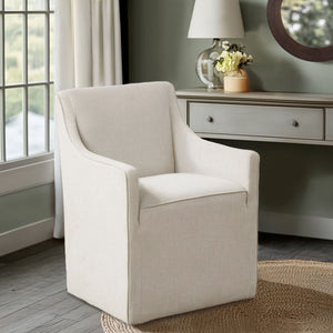 JLA Home Madison Park - Upholstered Dining Arm Chair with Tailored Slipcover Look, Plush Dual-Foam Comfort, Hidden Casters for Easy Mobility and Floor Protection MP108-1243