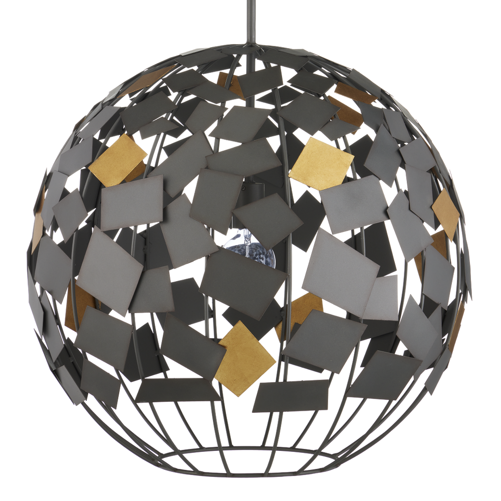 Moon Night Gray & Gold Orb Chandelier - Eco-Friendly Modern Lighting with Unique Space-Inspired Design