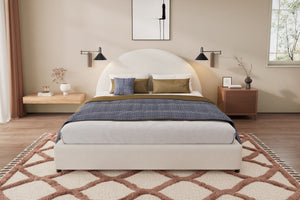 English Elm Christopher Knight Home® - Queen Size Bed Frame With Plush Boucle Upholstered Headboard - Modern Design For Cozy Bedrooms N757Q329194W