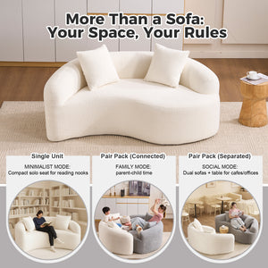 English Elm LY-042 Zen-Inspired S-Curved Dual-Depth Loveseat with Chenille Upholstery, Ready-to-Use Comfort White W2231P329713