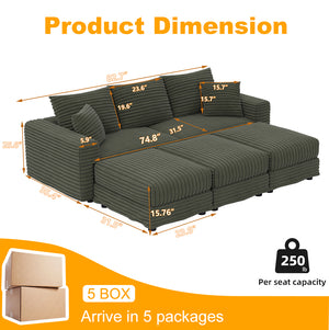 English Elm 82.6"upholstered Velvet Chesterfield Sofa with Button Tufting Nailhead Trim Rolled Arms Green W1885S00356