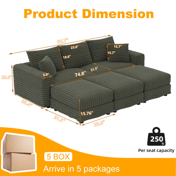 English Elm 82.6"upholstered Velvet Chesterfield Sofa with Button Tufting Nailhead Trim Rolled Arms Green W1885S00356