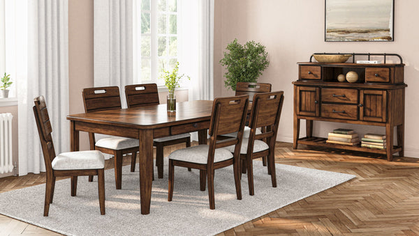 English Elm Casual Brown Side Dining Chairs Set of 2 — Tray Back, Contrasting Upholstered Seat, Solid Wood Finish B2699P218282