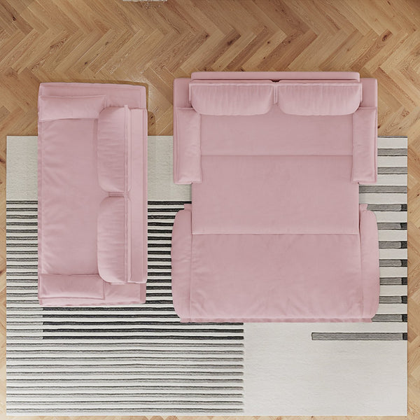 English Elm 73.2" Queen Sleeper Sofa Convertible Corduroy Loveseat for Guest Room or Living Space Pink W1885S00230