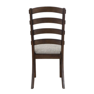 English Elm Grey Ladder Back Side Chairs Set Of 2 - Rustic Brown Finish, Comfortable Upholstered Seating For Any Decor B062P182764