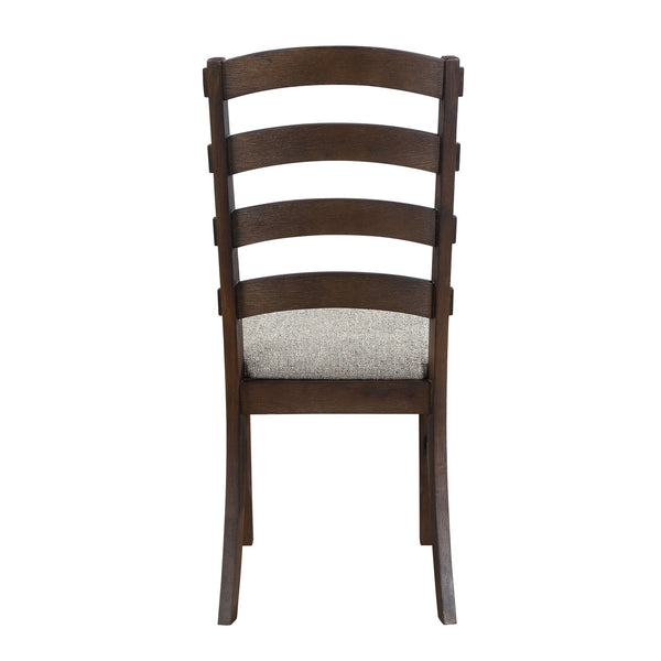 English Elm Grey Ladder Back Side Chairs Set Of 2 - Rustic Brown Finish, Comfortable Upholstered Seating For Any Decor B062P182764