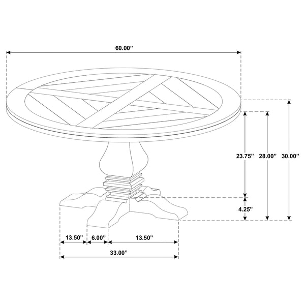 English Elm Rhea Rustic Honey Round Wood Dining Table with Solid Pine & Mahogany, Vintage Charm, Sturdy Elegance B062S00675