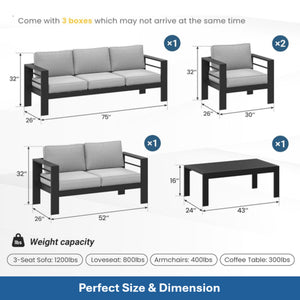 English Elm All-weather 5-piece Outdoor Conversation Set with Iron Frame and Olefin Cushions Light Gray B082S00109