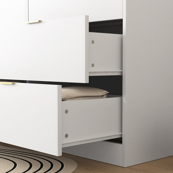 English Elm 8 Drawer Tall Chest Slim Particleboard Build Smooth Gliding Storage for Bedroom Closet White W409S00028