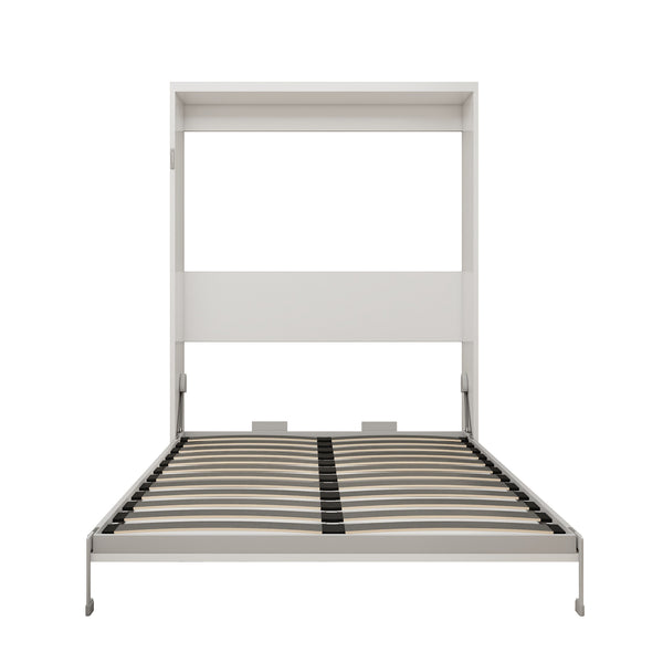 English Elm Multifunctional Queen Murphy Wall Bed with Hydraulic Soft Close and Solid Wood Slat Support W5290S00001
