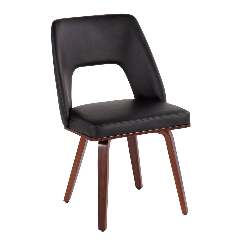 English Elm Mid-century Modern Faux Leather Dining Chairs with Walnut Frame Set of 2 B202P223663