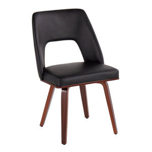 English Elm Mid-century Modern Faux Leather Dining Chairs with Walnut Frame Set of 2 B202P223663