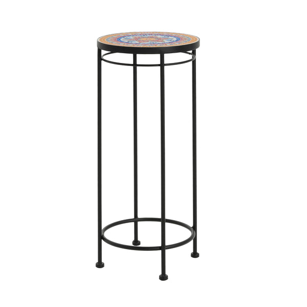 English Elm Christopher Knight Home® - Wesley Ceramic Tile & Iron Plant Stand Set - Weatherproof Tall/Med/Small Display for Patio Décor N775P215525B
