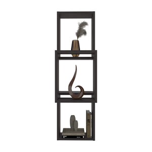 English Elm Stormi Wenge Wall-Mounted Geometric Shelf Unit — Asymmetrical Cube Design, Space-Saving Organizer B128P375286
