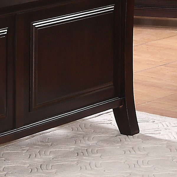 English Elm Transitional King Bed with Durable Particleboard Frame, Elegant Curves and Versatile Finish for Any Bedroom Cappuccino 84 L x 13 W x 5 H B078S00525