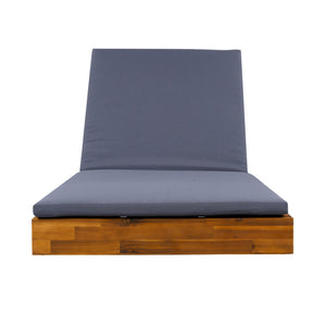 English Elm Boat-shape Acacia Wood Outdoor Chaise Lounge Slatted Teak Finish Poolside Recliner Dark Grey,Teak N770P380117T_N770P253018G