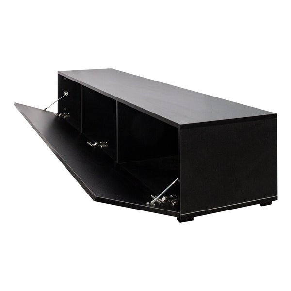 English Elm Modern Floating Media Console with Drop Down Doors and Display Shelf for Living Rooms W331P361255