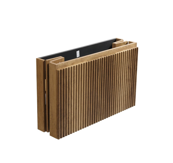 English Elm 30 Inch Floating Bathroom Vanity Fluted Wood Grain Front with Ceramic Integrated Sink Golden Oak W3520S00030