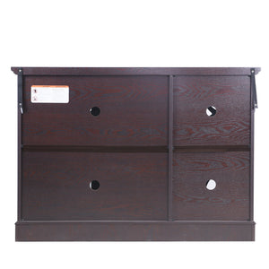 English Elm 48.66" Wide Tempered Glass Door Buffet Sideboard with Adjustable Shelves Dark Finish Ox Blood Red W2899P372746