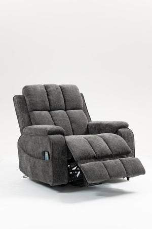 English Elm Oversized Power Lift Recliner with Heat Massage Lay Flat Design and Usb Charging Port Grey W547S00080