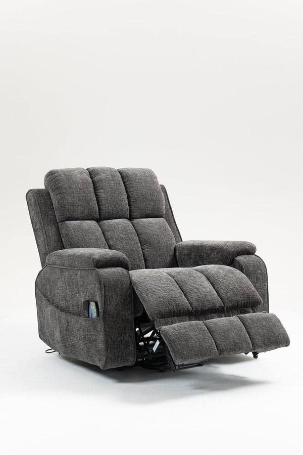 English Elm Oversized Power Lift Recliner with Heat Massage Lay Flat Design and Usb Charging Port Grey W547S00080